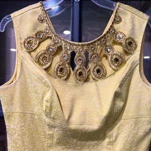 Adrianna Papell Yellow Embroidered Dress